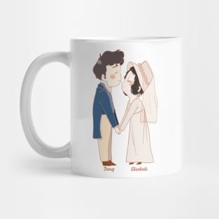 Pride and Prejudice Darcy and Elizabeth Wedding Illustration Mug